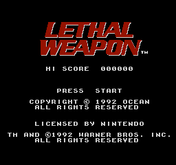 Lethal Weapon title screen for NES